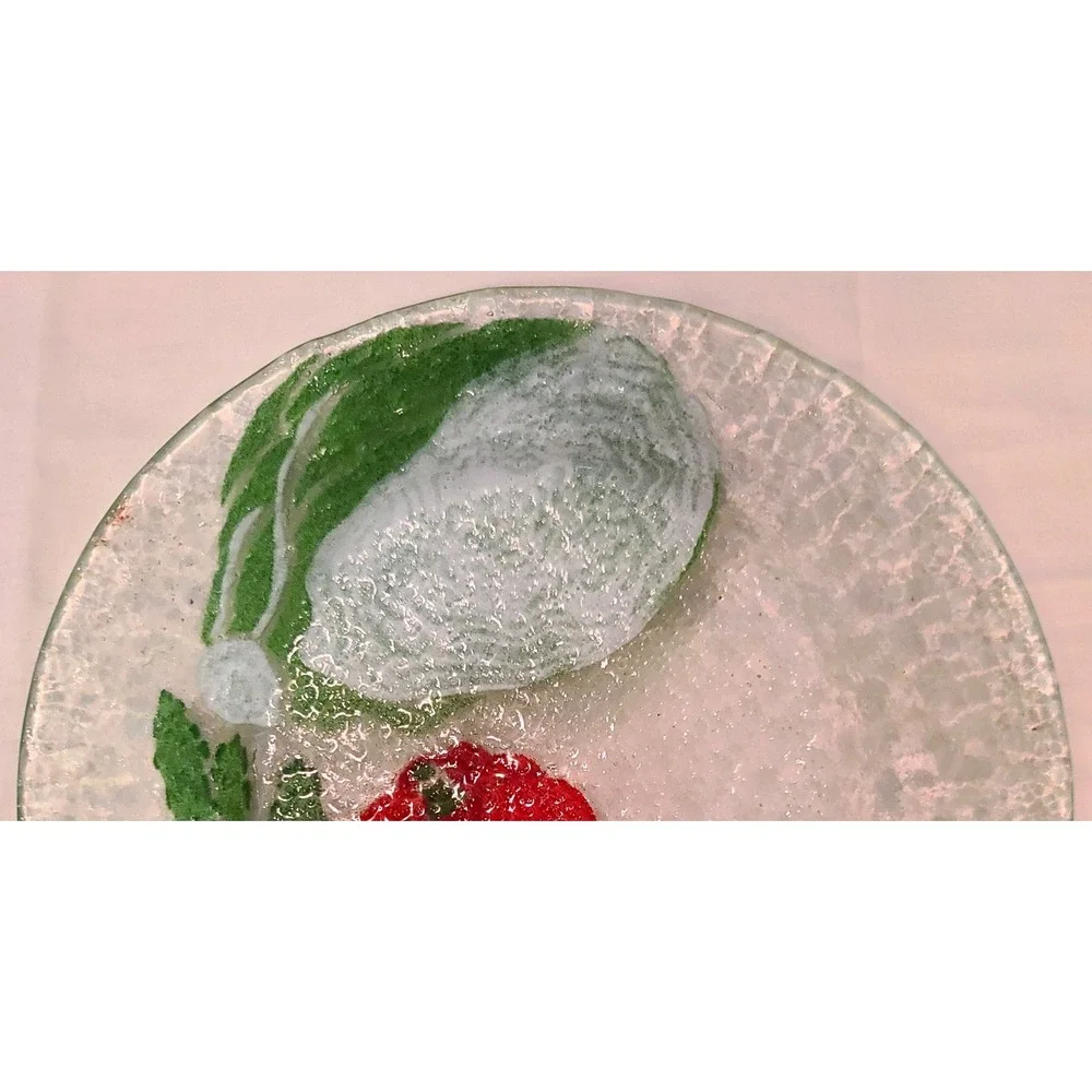 Fused Art Glass Textured‎ Plate Vegetable Design Pepper Cabbage Asparagus 10